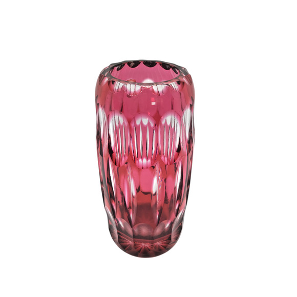 WARA Genuine Hand Cut Lead Glass Ruby VASE Nachtmann Bleikristall Germany - Picture 1 of 9